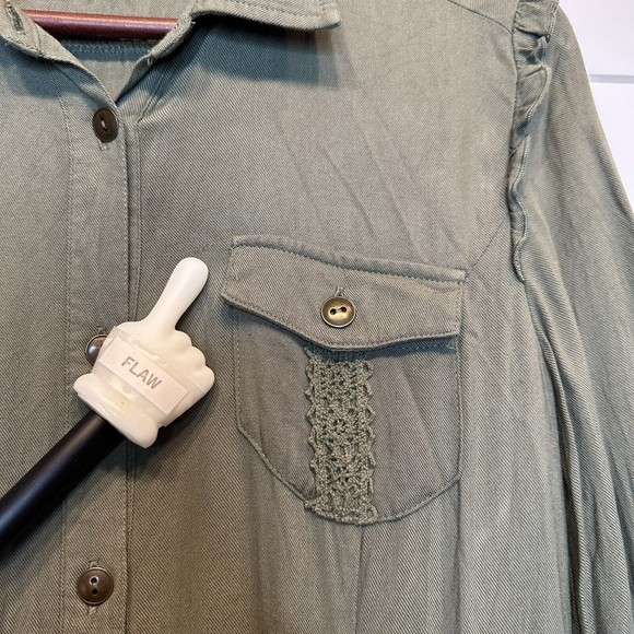 Matilda Jane Adult Dress Medium Mom Green Tree Canopy Utility Military Ruffles - Picture 9 of 10